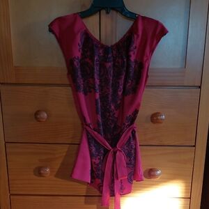 Worthington Red and Black Floral Blouse